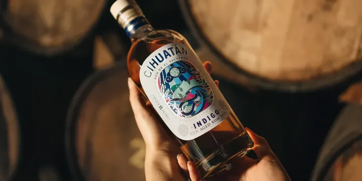 A bottle of Cihuatán Indigo rum